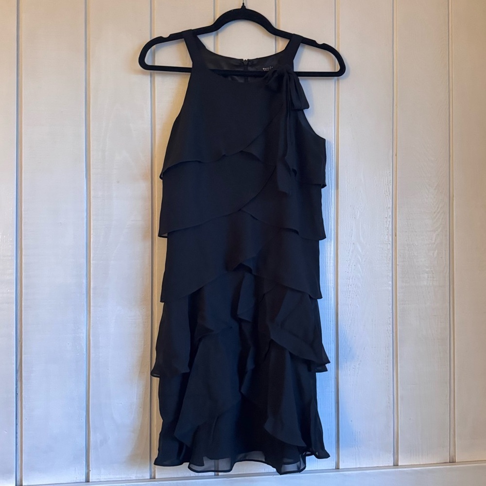 White House Black Market Black Ruffled Mini Dress